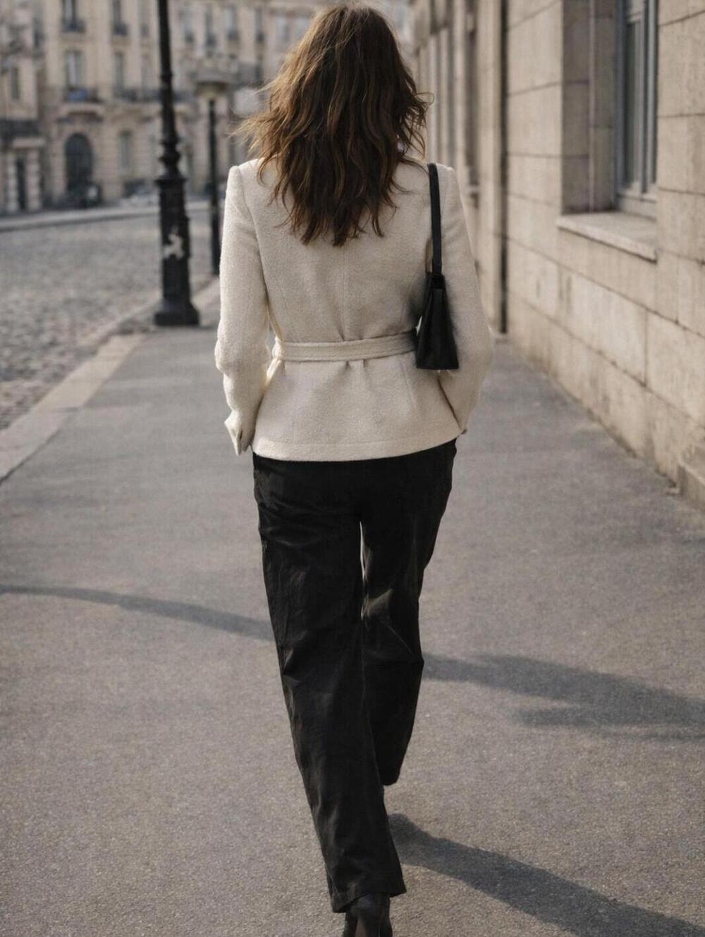 NWT IRO PARIS Euro SZ 34/ XS Belted Jacket Leather-Trim Bouclé-Knit Wool Cream - Picture 3 of 14